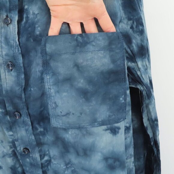 Pilcro Women Extra Large XL Blue Tie Dye Long Sleeve Button Collared Shirt Top - Picture 5 of 11